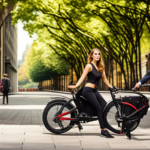 An image showcasing the sleek and compact design of the Maks Ancheer Folding Electric Bicycle E-Bike, with its vibrant red frame folded neatly in half, ready for easy transportation and storage