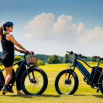 An image capturing a picturesque countryside landscape in Missouri, with a diverse group of individuals, representing various age groups and backgrounds, eagerly placing orders for Genata Electric Bikes, showcasing the bike's versatility and popularity in the state