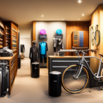 An image showcasing a vibrant bike shop, filled with an array of sleek electric bicycles and a wide selection of top-notch compressors for sale