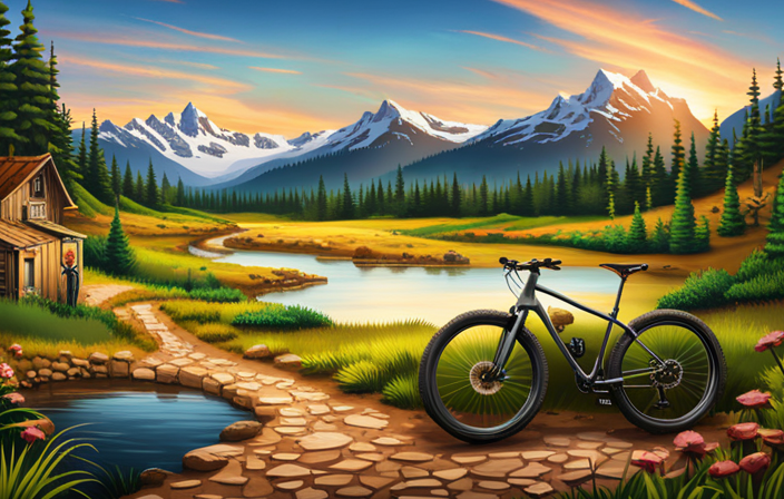 An image showcasing a rugged dirt trail, winding through dense forests and crossing a picturesque stream, with a cyclist effortlessly gliding on a gravel bike, highlighting the thrill and versatility of this exciting biking experience