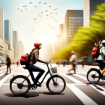 An image featuring a vibrant urban landscape with people effortlessly gliding on electric bikes, showcasing their eco-friendly nature, enhanced speed, and convenience, highlighting the necessity of electric bikes in our modern city life