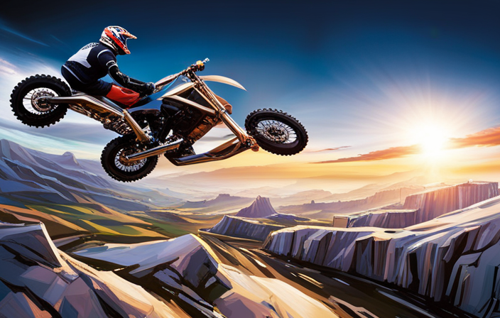 An image depicting an electric dirt bike's chain endlessly rotating, its metallic links glistening under the sunlight