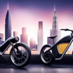 An image featuring a futuristic cityscape where sleek electric bikes with Milwaukee and Dewalt branding zoom past, showcasing their absence in the realm of electric bike motor systems
