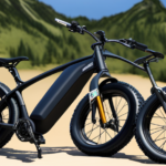 An image showcasing a rugged electric bike fitted with fat tires, effortlessly gliding through diverse terrains such as sandy beaches, rocky trails, and snowy slopes