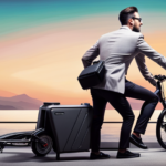 An image showcasing a frustrated rider standing next to their non-functioning Jetson Electric Bike, with a puzzled expression on their face and a toolbox lying open on the ground nearby