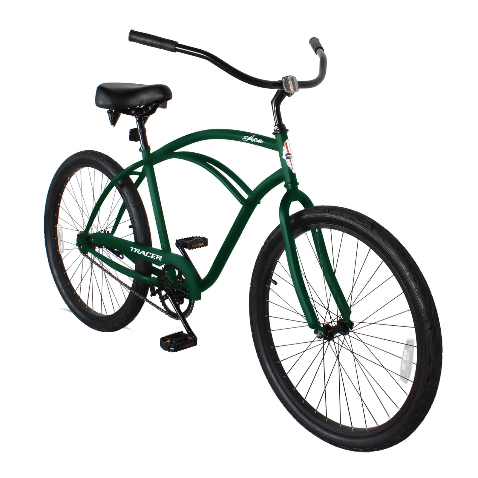 Tracer ACE 26 Inch Beach Cruiser Bike Coaster Brake Single Speed for Adults Multiple Colors Matte Army Green Male