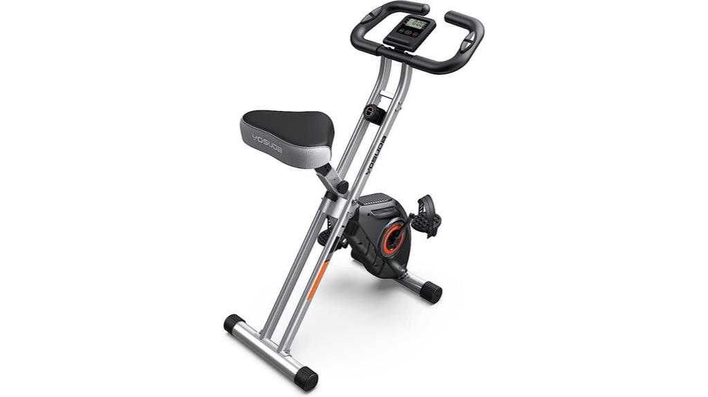 folding exercise bike with back support
