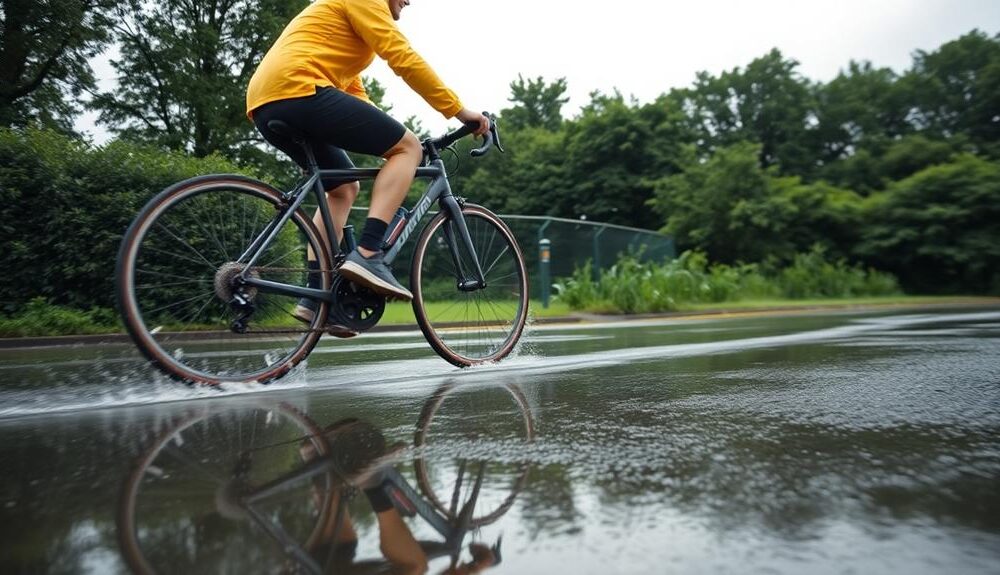 riding hybrid bike wet