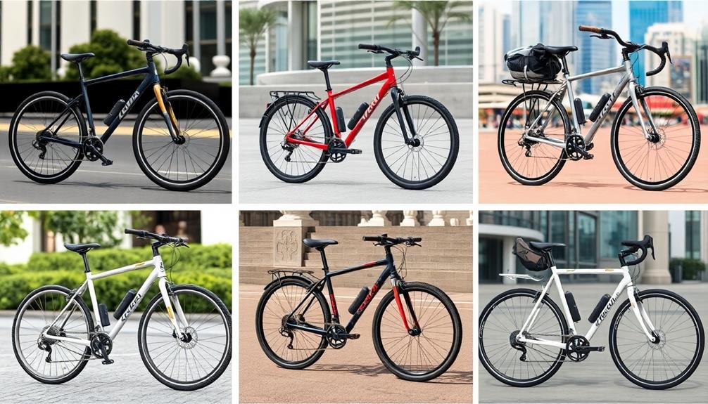 variety of hybrid bikes