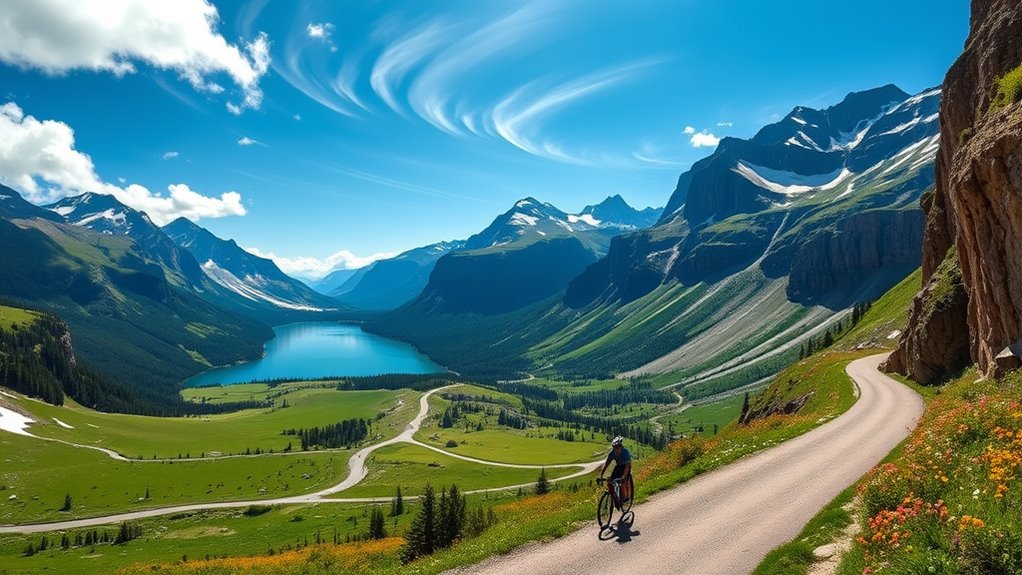 biking through beautiful landscapes