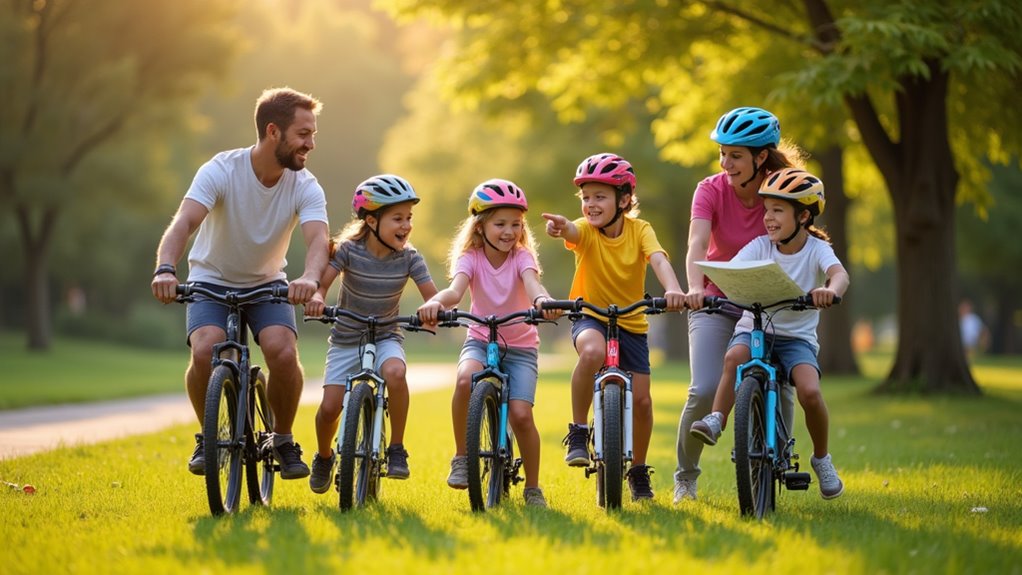 family bike ride preparation