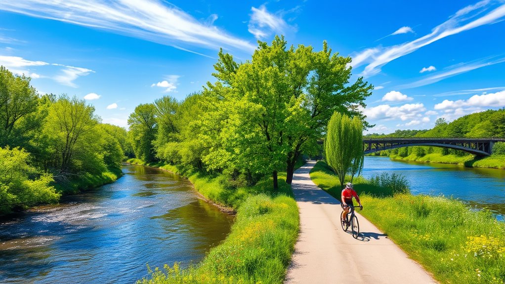 scenic river views biking