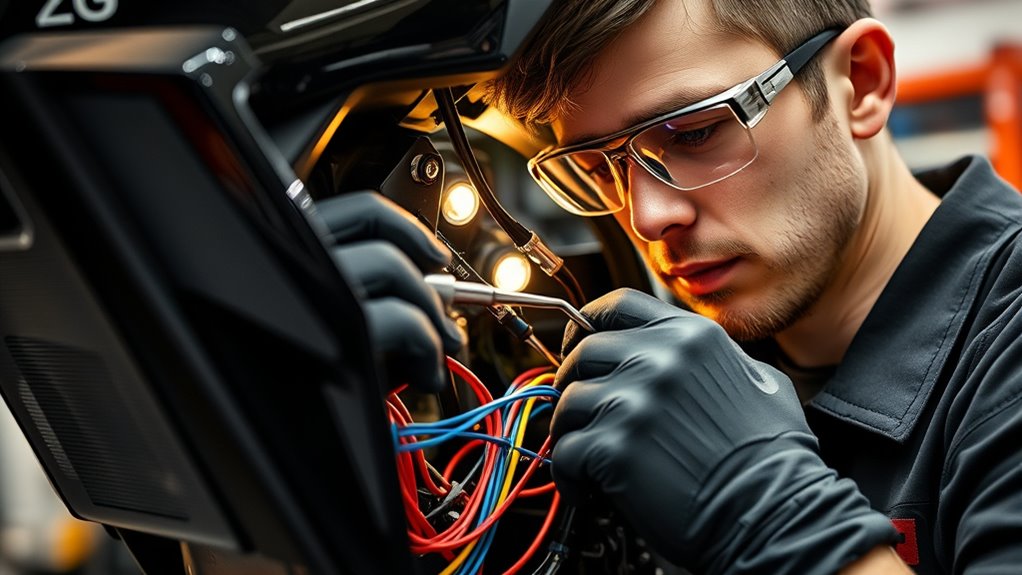checking motorbike wiring connections