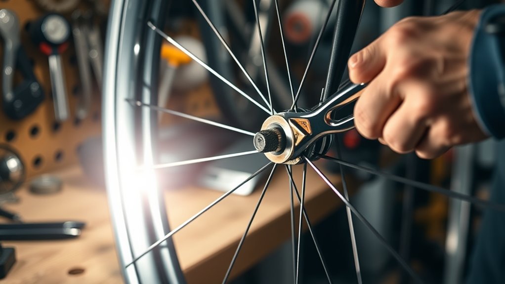tighten spokes opposite wobble