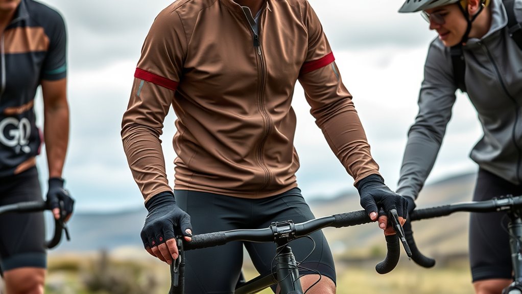 layered weather resistant cycling gear