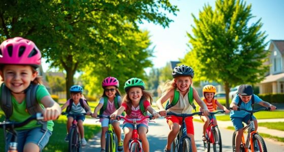 children cycling to school