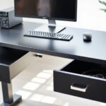 elevated desks with cable storage
