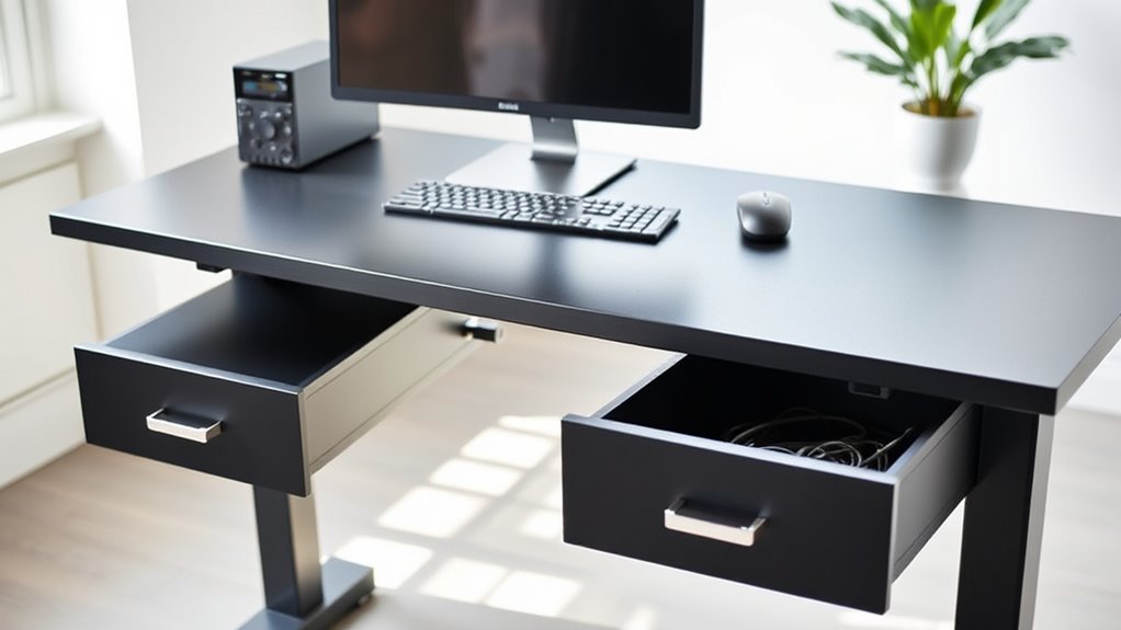 elevated desks with cable storage