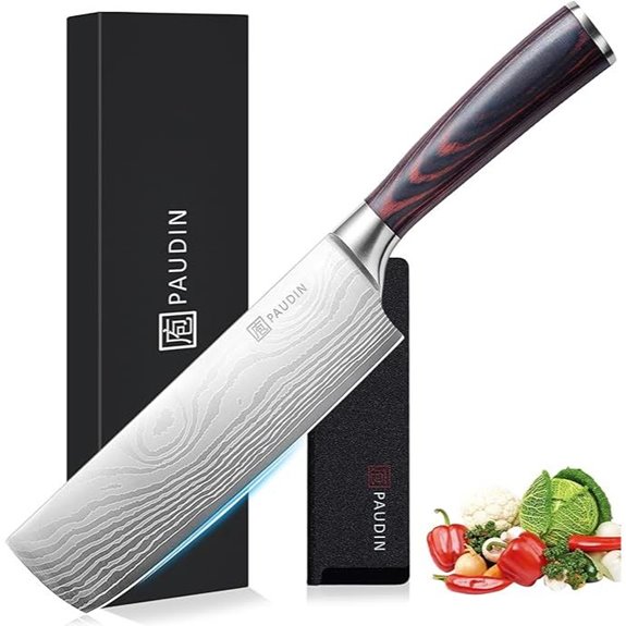 PAUDIN Nakiri Knife - 7 High Carbon Steel Chef Knife