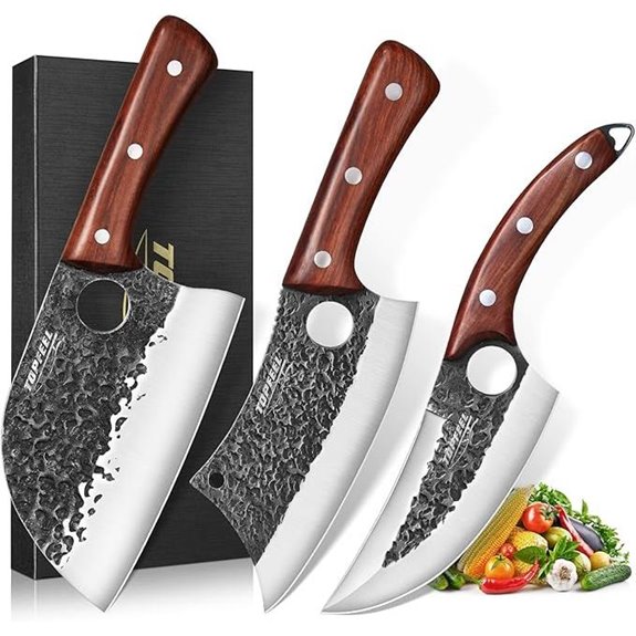 3-Piece Butcher Knife Set for Kitchen & Camping