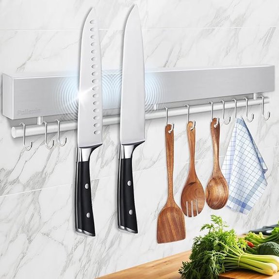 17-Inch Magnetic Wall Knife Holder with Hooks