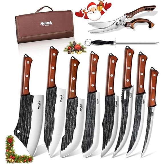 Huusk Butcher Knife Set with Carrying Bag