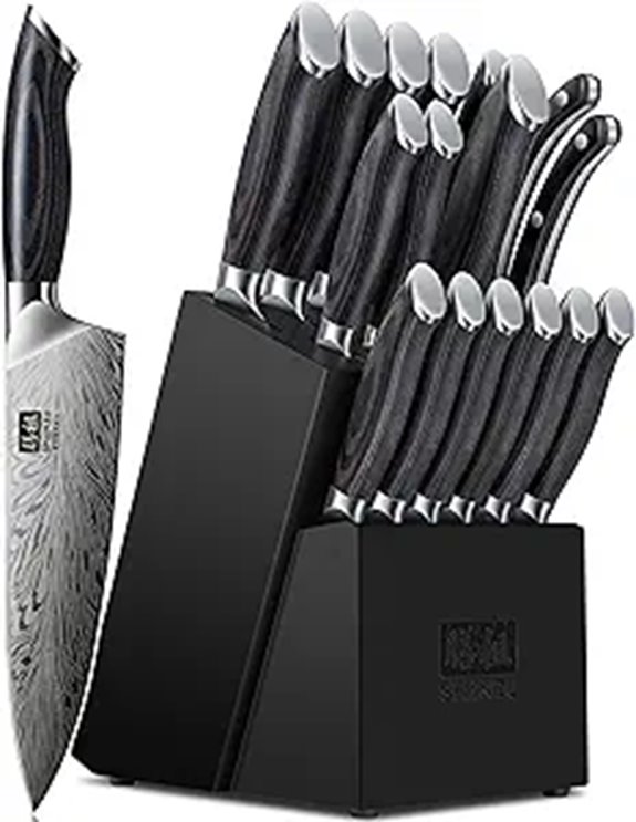 SHAN ZU 16-Piece Kitchen Knife Set with Pakkawood Handles