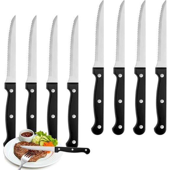 8-Piece Stainless Steel Steak Knife Set with Ergonomic Handles
