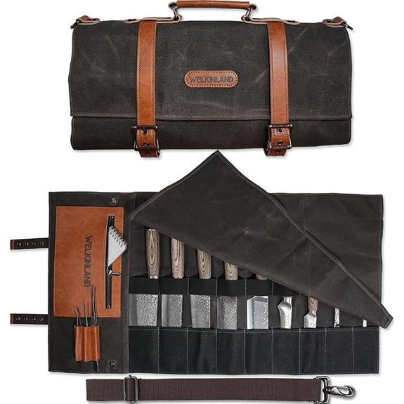 WELKINLAND 13-Pocket Waterproof Canvas Knife Roll Bag